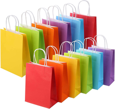24 Pieces Kraft Paper Party Favor Gift Bags with Handle Assorted Colors ... - £11.18 GBP