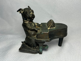 Vtg 1930&#39;s K &amp; O Co. Kronheim &amp; Oldenbusch Bronze Bulldog Playing Piano ... - £119.43 GBP