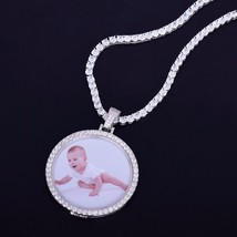 10K White Gold Fn Lab Created Diamond Memory Frame Picture Pendant 1.50&quot; Charm - £105.92 GBP