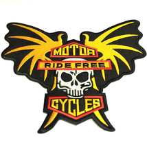 Ride Free Skull Biker 8 Inch Embroidered Patch Iron On Motorcycle Halloween Date - £31.93 GBP