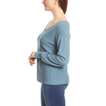 Ella Moss Womens Ribbed V-Neck Sweater Size Small Color Blue - £31.93 GBP