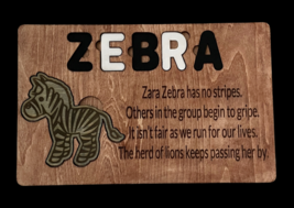 Wood Puzzle Zebra Puzzle Poetry Child&#39;s Puzzle Gift - $19.99