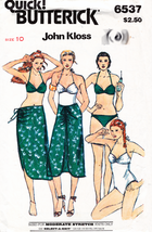 Misses&#39; Swimsuit, Bikini &amp; SARONG/SKIRT Vtg Butterick 1980&#39;s Pattern 6537 Sz 10 - $18.00