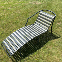 Vintage Contoured Single Arm Chaise Lounge Vinyl Straps On Welded Tubing - $69.25