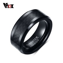 Vnox Basic Black Tungsten Carbide Rings for Men 8mm Wedding Bands Male Jewelry - £18.72 GBP