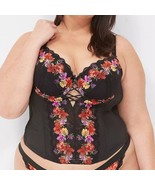 Lane Bryant Digital Print Lace Lightly Lined Corset Black Floral 44DD NEW - $45.00