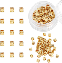 14K Gold Plated Cube Spacer Beads Draw Line 3X3Mm 50Pcs for Jewelry Making Findi - £14.12 GBP