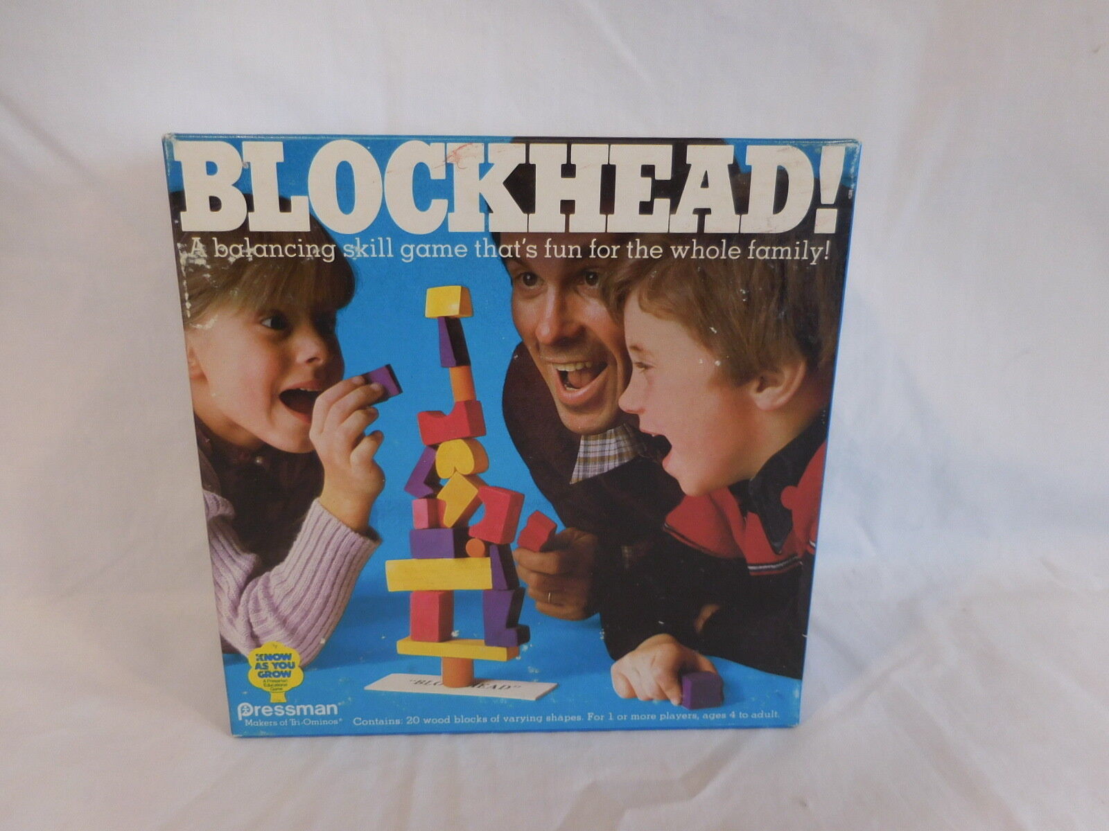 Blockhead! Family Balancing Skill Game by Pressman 1982  wood blocks - $13.88