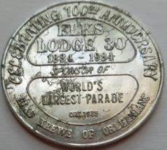 MARDI GRAS 1984 New Orleans Elks Lodge 30 100th Anniversary Aluminum Token - $3.95