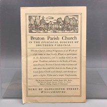 Vintage Bruton Parish Church Williamsburg Program 1969 jds - £6.98 GBP