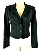 Express womens 2 black GRAY PINSTRIPED button down lined stretch jacket ... - $10.68