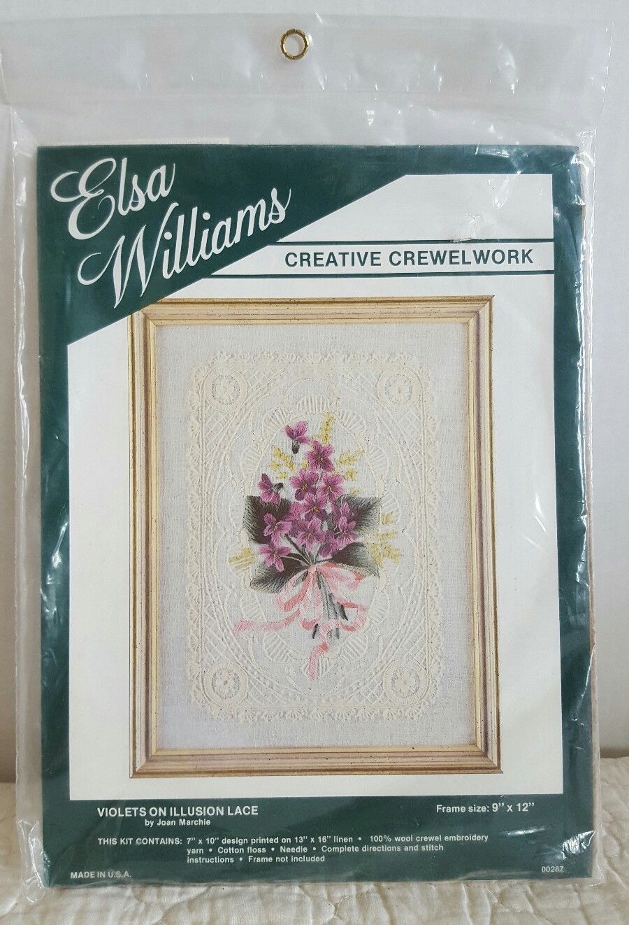 ELSA WILLIAMS Crewel Kit VIOLETS ON ILLUSION LACE by Joan Marchie #00287 New - £15.73 GBP
