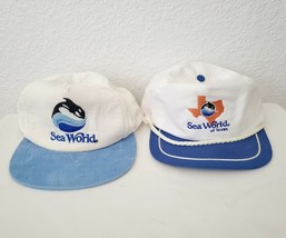 Pair of Vintage SEA WORLD Baseball Caps Hats Sportcap VGUC Strapback Snapback - £23.21 GBP