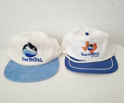 Pair of Vintage SEA WORLD Baseball Caps Hats Sportcap VGUC Strapback Snapback - £23.84 GBP