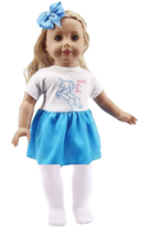 Doll Dress Blue Unicorn White Tights Outfit 3pc 18-inch fits American Gi... - £10.25 GBP