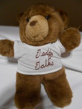 Rare Vtg 12&quot; Teddy Talks Uneeda plush wearing T-Shirt very animated &amp; Wo... - £19.37 GBP