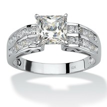 PalmBeach Jewelry 2.42 TCW Cubic Zirconia 10k White Gold Engagement Ring - £319.73 GBP