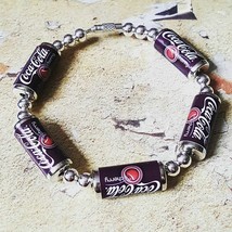 Unique Cherry Coke Cans Bracelet Handcrafted Coca Cola Retro Fab Soda Miniature - $12.65