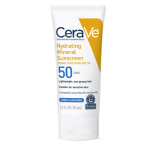 CeraVe Hydrating Mineral Face Sunscreen Lotion SPF50 for Sensitive Skin - £15.66 GBP