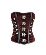 Brown Velvet Black Leather Stripes Chains Goth Steampunk Corset Costume ... - $74.99