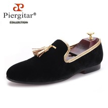 new style Handcraft Men velvet shoes with gold tassel and gold stitching Prom an - £164.54 GBP