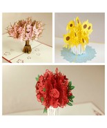 3D Pop-Up Flower Greeting Cards Pack of 3, Birthday, Thank You, Valentin... - £13.64 GBP