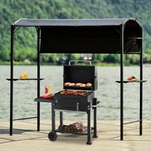 Outdoor 7Ft.Wx4.5Ft.L Iron Double Tiered Backyard Patio BBQ Grill Gazebo with Si - £593.52 GBP