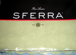 Sferra Alice Twin Bedskirt Dust Ruffle Green Egypt Cotton Scallopd Matelasse New - $54.90