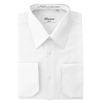 Berlioni Italy Men&#39;s Premium French Convertible Cuff Solid Dress Shirt W... - £20.64 GBP