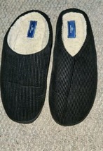 Mens Dockers 8-9 Black Corduroy Slippers House Shoes Cozy Lounge - $186.21 MXN