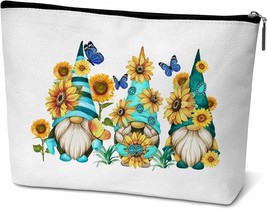 Happy Easter Gifts for Women Friends Easter Gnomes Makeup Bag Sunflower Toiletry - £23.94 GBP