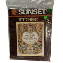 1983 Sunset Stitchery Wedding Certificate #2672 14 X 18" Embroidery Kit Sealed - £13.01 GBP