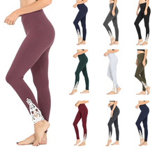 Womens Long Ankle Lace Detail Cotton Leggings - $19.95