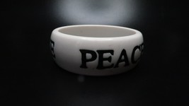 Vintage Plastic White Black Peace Bangle Bracelet 2 5/8&quot; x 2.5cm BrB5 - £20.31 GBP