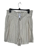 Banana Republic Women Shorts Striped Paper Bag Belted Waist Linen Blend ... - £18.63 GBP