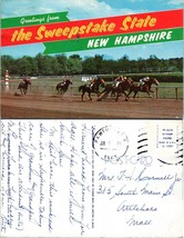 New Hampshire Sweepstake State Horse Race Posted to MA in 1966 VTG Postcard - £7.39 GBP