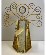 Slag Glass Gold Tone Brass Angel Instrument Votive Candle Holder 6in Chr... - $29.69