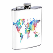 Global Map Em2 Flask 8oz Stainless Steel Hip Drinking Whiskey - £11.63 GBP