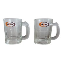 2 Vintage A&amp;W Root Beer Mugs Clear Glass 3.25” Classic Oval Logo - £11.62 GBP