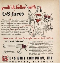 1949 Print Ad L&S Pike-Master Fishing Lures Bikini Lady Cartoon Bradley,Illinois - $14.38