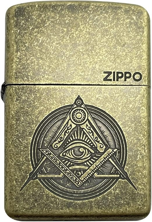 Freemason Eye of Providence Myth Symbol Gold Brass Zippo Oil Lighter MIB - $51.48
