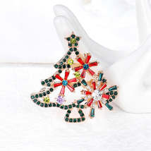 Red Crystal &amp; Green Cubic Zirconia Open Christmas Tree Brooch - £11.15 GBP