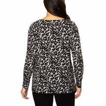 Mario Serrani Womens Crewneck Animal Print Top Size X-Small Color Brown Leopard - £23.92 GBP