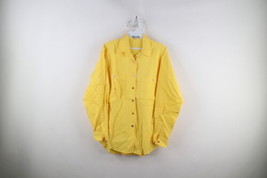 Vintage 80s Gap Womens Small Baggy Fit Collared Long Sleeve Button Shirt Yellow - £35.57 GBP