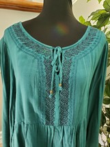 Sonoma Women&#39;s Green 100% Rayon Scoop Neck Long Sleeve Ruffle Shirt Size 1X - £19.14 GBP