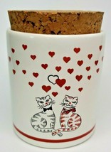 Vintage Waechtersbach Loving Cats &amp; Hearts Jam Jar Ceramic w/ Cork Lid (U27) - £39.32 GBP
