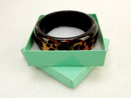 Leopard Print, Chunky Acrylic Bangle Bracelet, Vintage Costume Jewelry, ... - $19.55