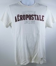 V) Vintage Men's Aeropostale White Spell Out Logo Cotton T-Shirt Small - $7.91