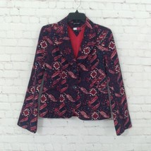 Tommy Hilfiger Jeans Blazer Jacket Womens Large Blue Paisley Lined Vintage Y2K - £30.84 GBP