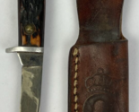 Vintage Queen Cutlery Bird / Trout Knife Fixed 3&quot; Blade Bone Handle Q Crown - $64.34